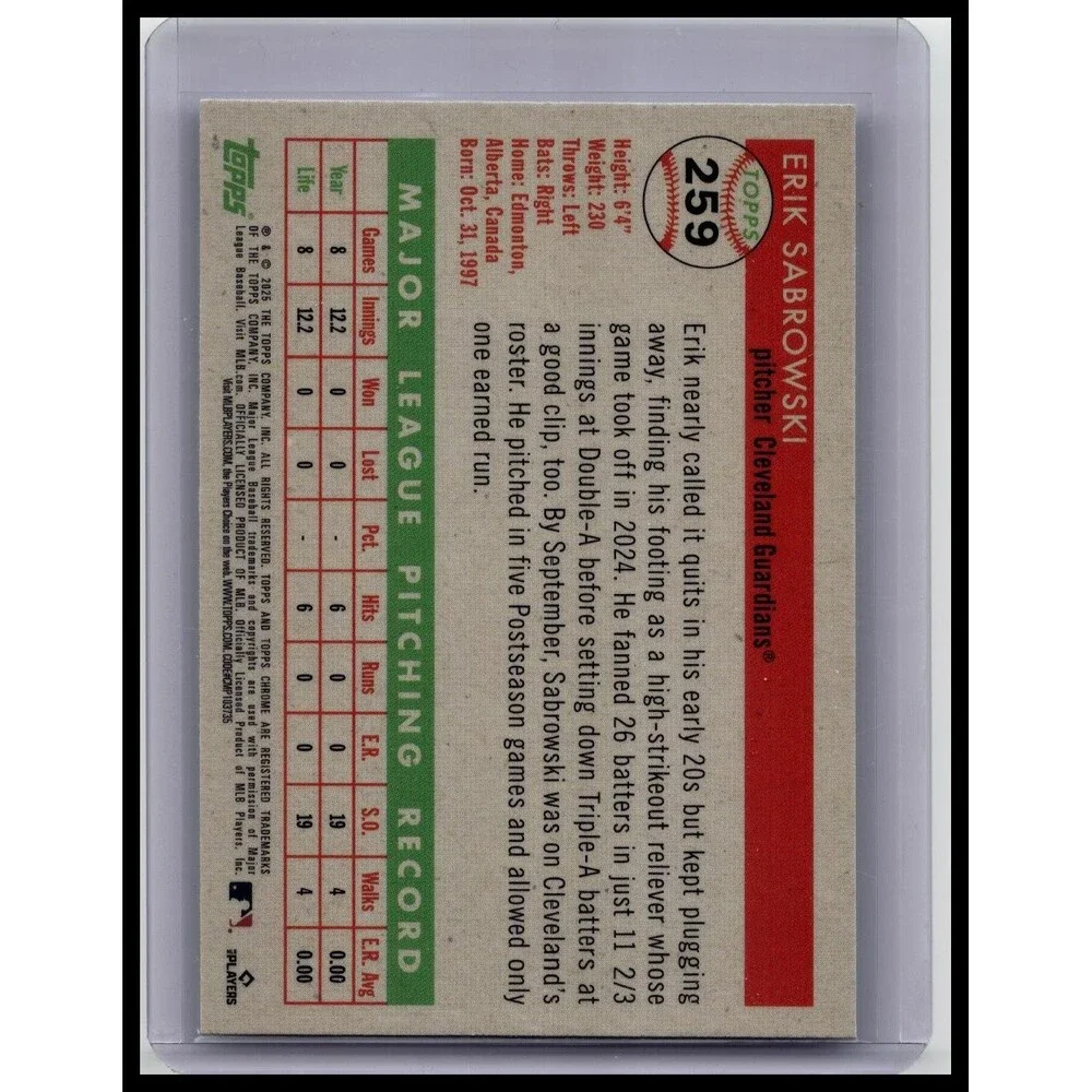 2025 Topps Chrome Platinum Erik Sabrowski #259 X-Fractors Rookie